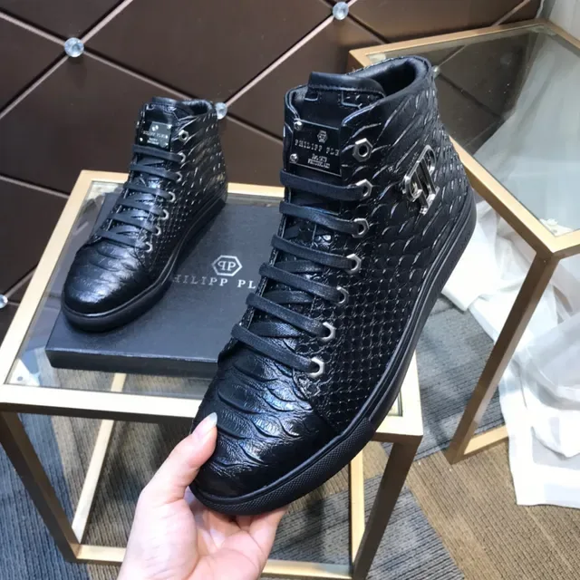 Philipp Plein Sneakers Lifestyle Hautes Croc-Embossées Noires 2