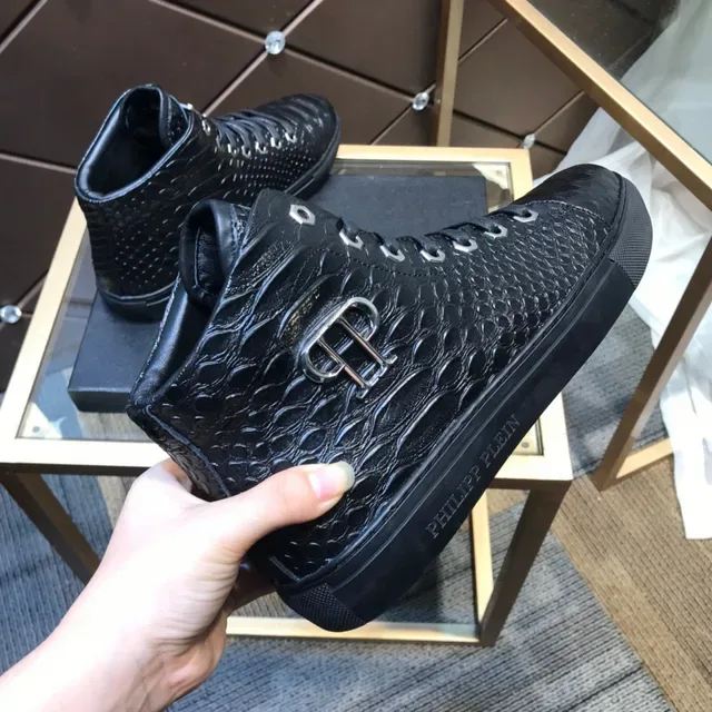 Philipp Plein Sneakers Lifestyle Hautes Croc-Embossées Noires 4