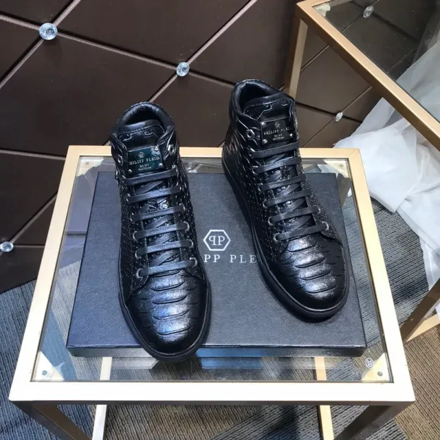 Philipp Plein Sneakers Lifestyle Hautes Croc-Embossées Noires 6