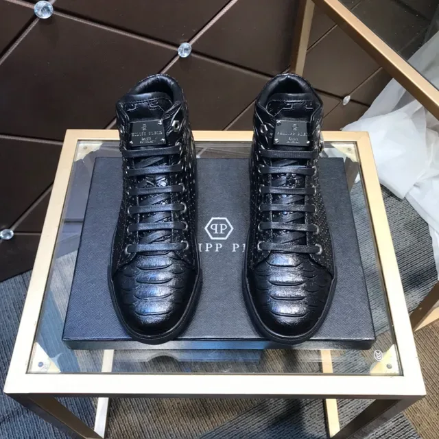 Philipp Plein Sneakers Lifestyle Hautes Croc-Embossées Noires 9