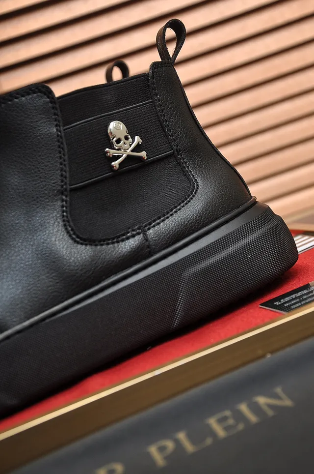 Philipp Plein Skull Chelsea Black Leather Chelsea Boots 2