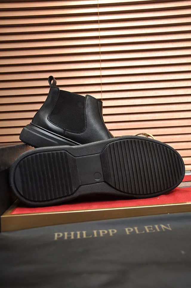 Philipp Plein Skull Chelsea Black Leather Chelsea Boots 4
