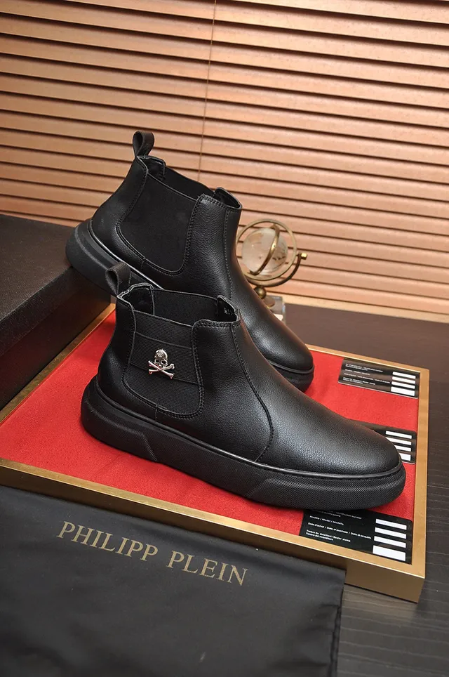Philipp Plein Skull Chelsea Black Leather Chelsea Boots 5