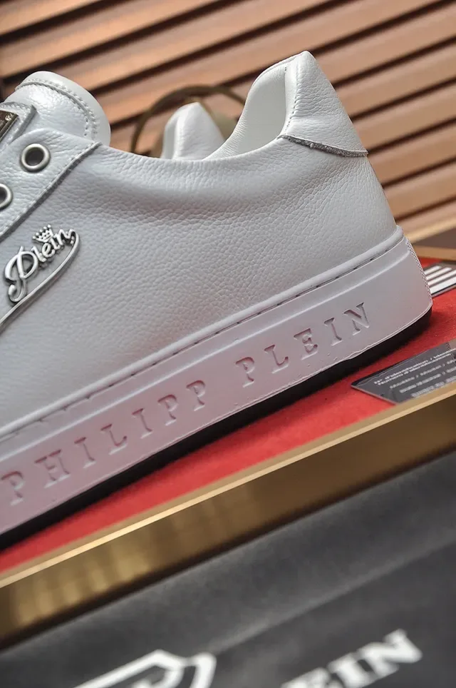 Philipp Plein White Leather Studded Toe Lifestyle Sneakers 2