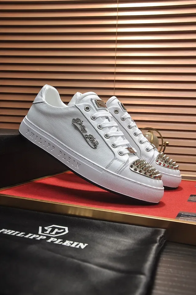 Philipp Plein White Leather Studded Toe Lifestyle Sneakers 8
