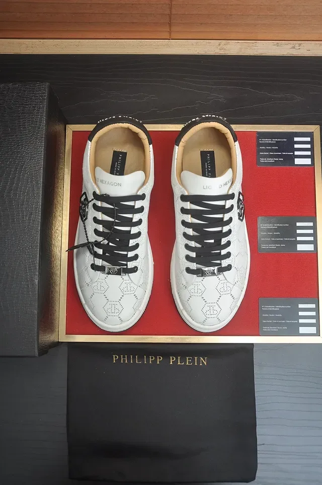 Philipp Plein Tênis Lifestyle Brancos com Perfurações Hex Logo 3