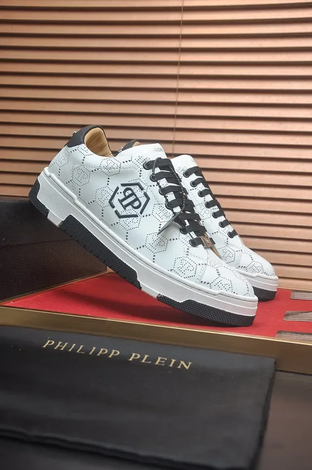 Philipp Plein Tênis Lifestyle Brancos com Perfurações Hex Logo 4