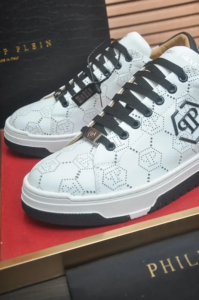 Philipp Plein Tênis Lifestyle Brancos com Perfurações Hex Logo 8