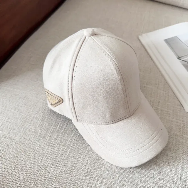 Prada Black Brown Suede-Effect Structured Six-Panel Baseball Cap 4