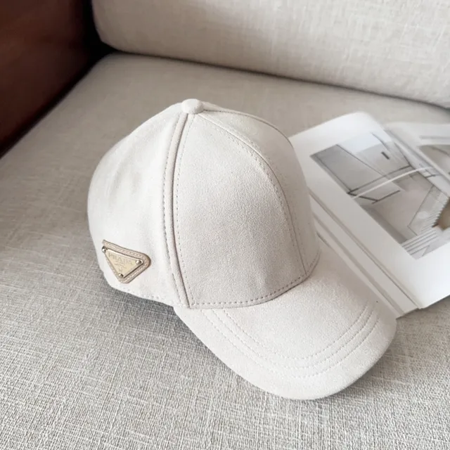 Prada Black Brown Suede-Effect Structured Six-Panel Baseball Cap 5