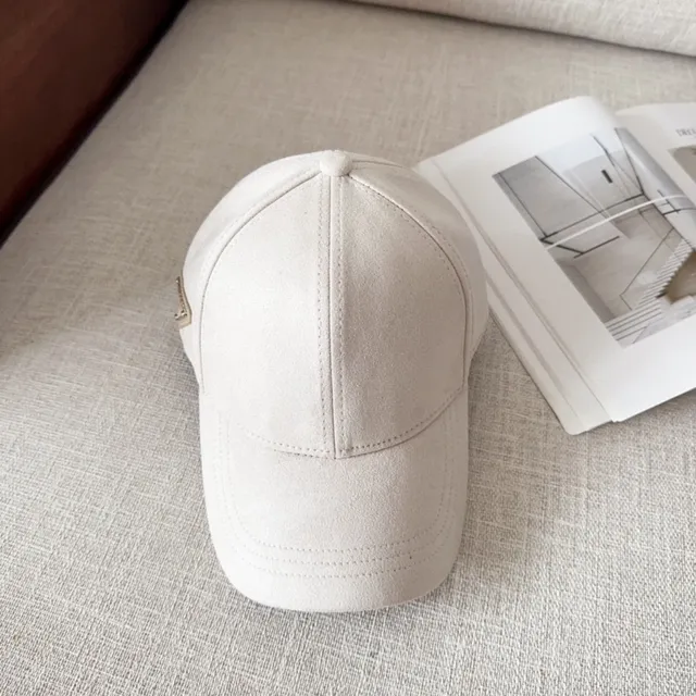 Prada Black Brown Suede-Effect Structured Six-Panel Baseball Cap 7