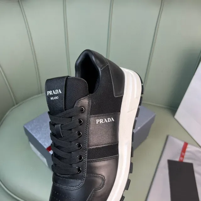 Prada Black Leather and Textile Lifestyle Sneaker 2