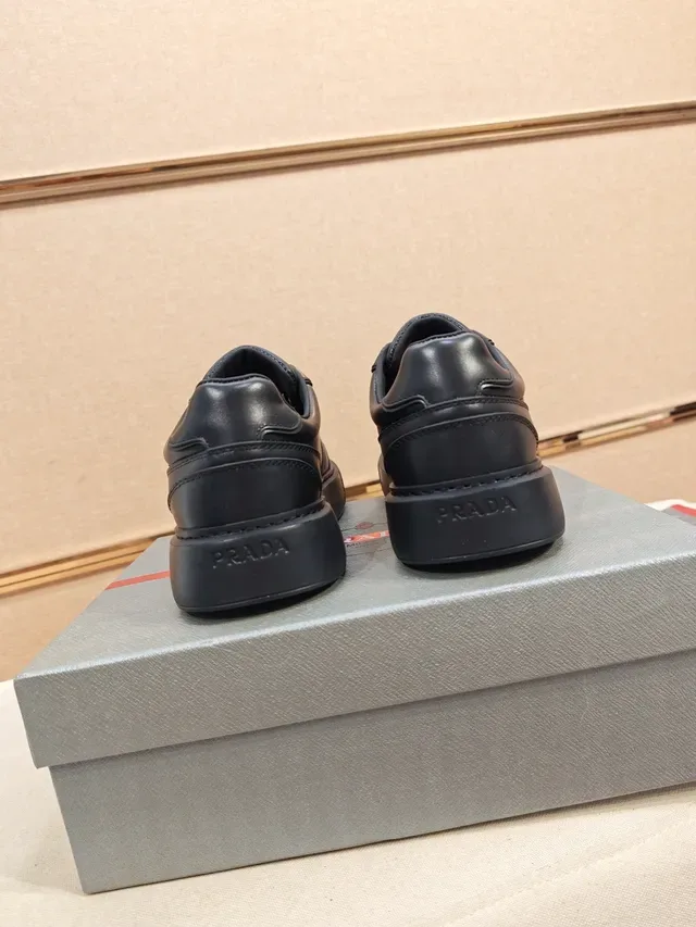 Prada Black Leather Upper Thick Platform Sole Lifestyle Sneakers 3