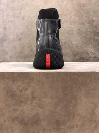 Prada Black Red High-Top Glossy Patent Leather Lifestyle Sneakers 3