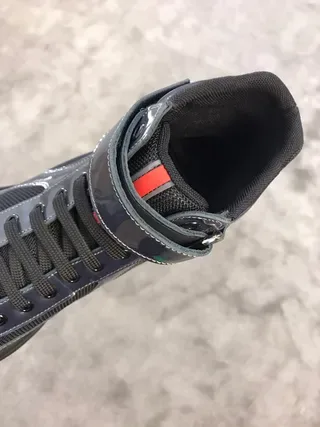 Prada Black Red High-Top Glossy Patent Leather Lifestyle Sneakers 9