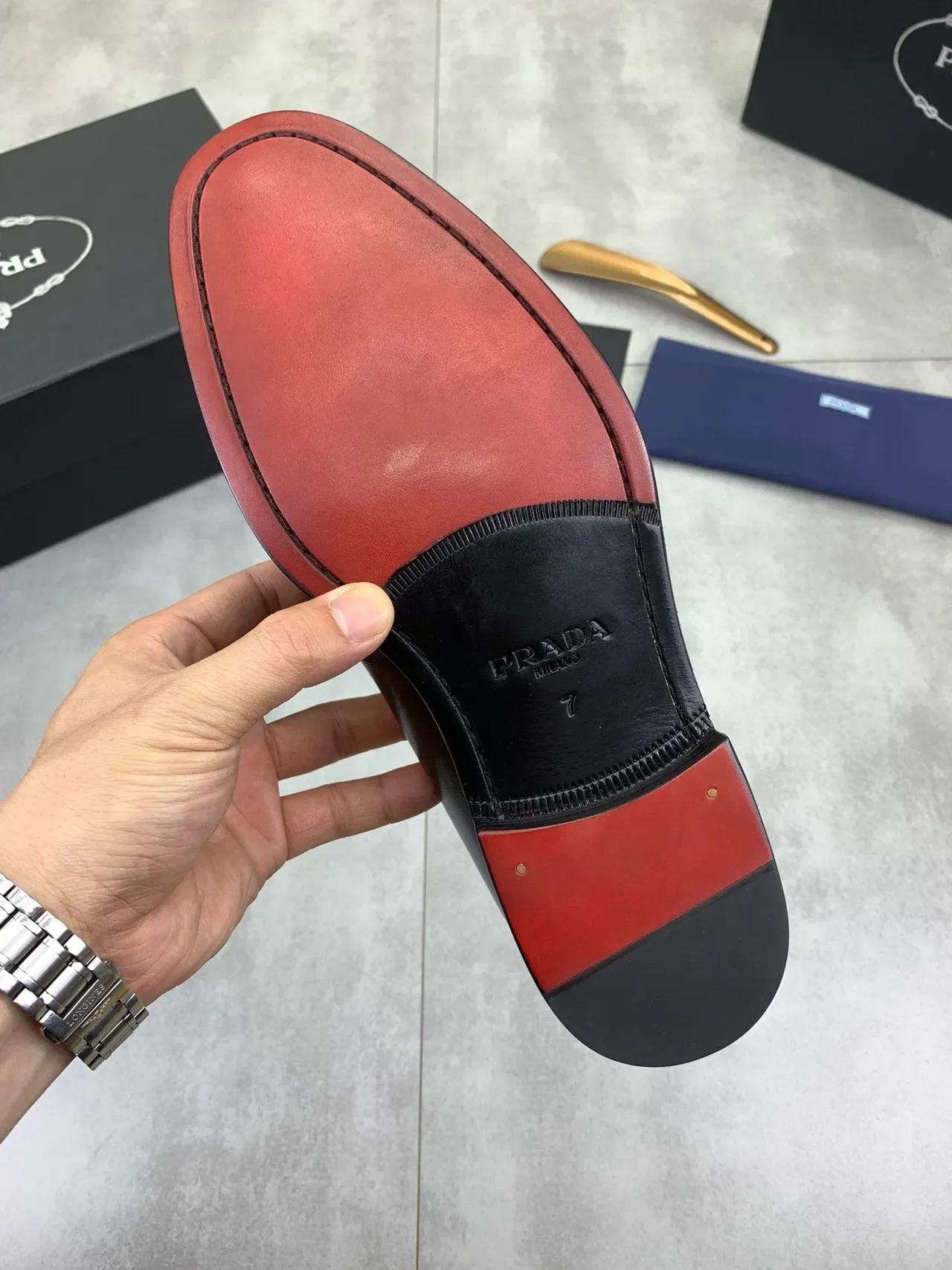 Prada Black Smooth Leather Triangle Logo Plaque Loafer 3