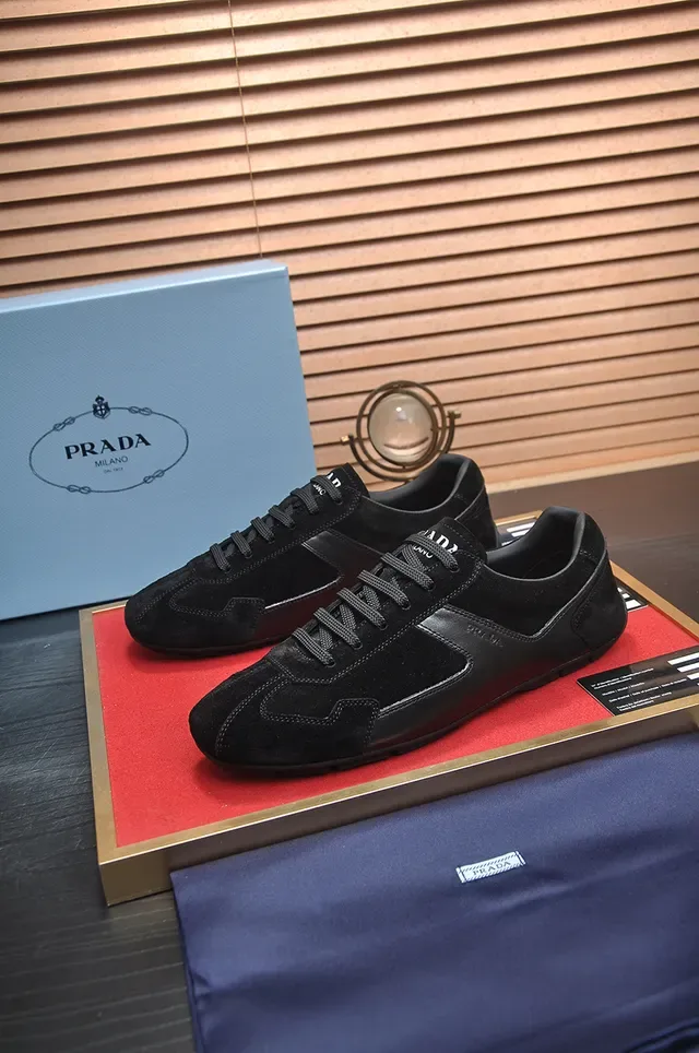 Prada Black Suede and Leather Panelled Lifestyle Sneaker 4