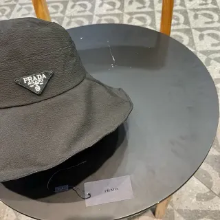 Prada Black Textured Crinkled Fabric Structured Crown Bucket Hat