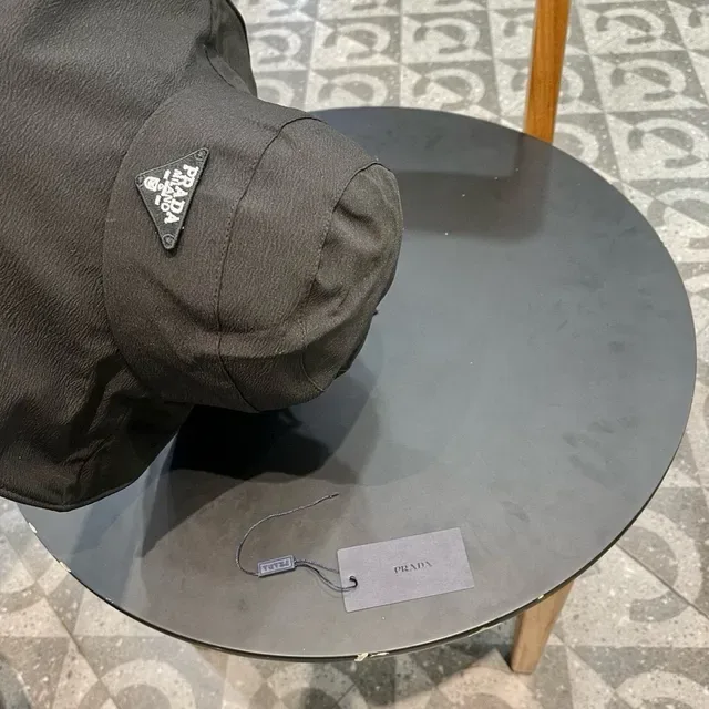 Prada Black Textured Crinkled Fabric Structured Crown Bucket Hat 5