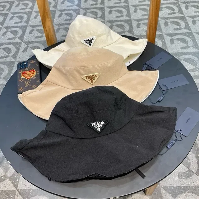 Prada Black Textured Crinkled Fabric Structured Crown Bucket Hat 6