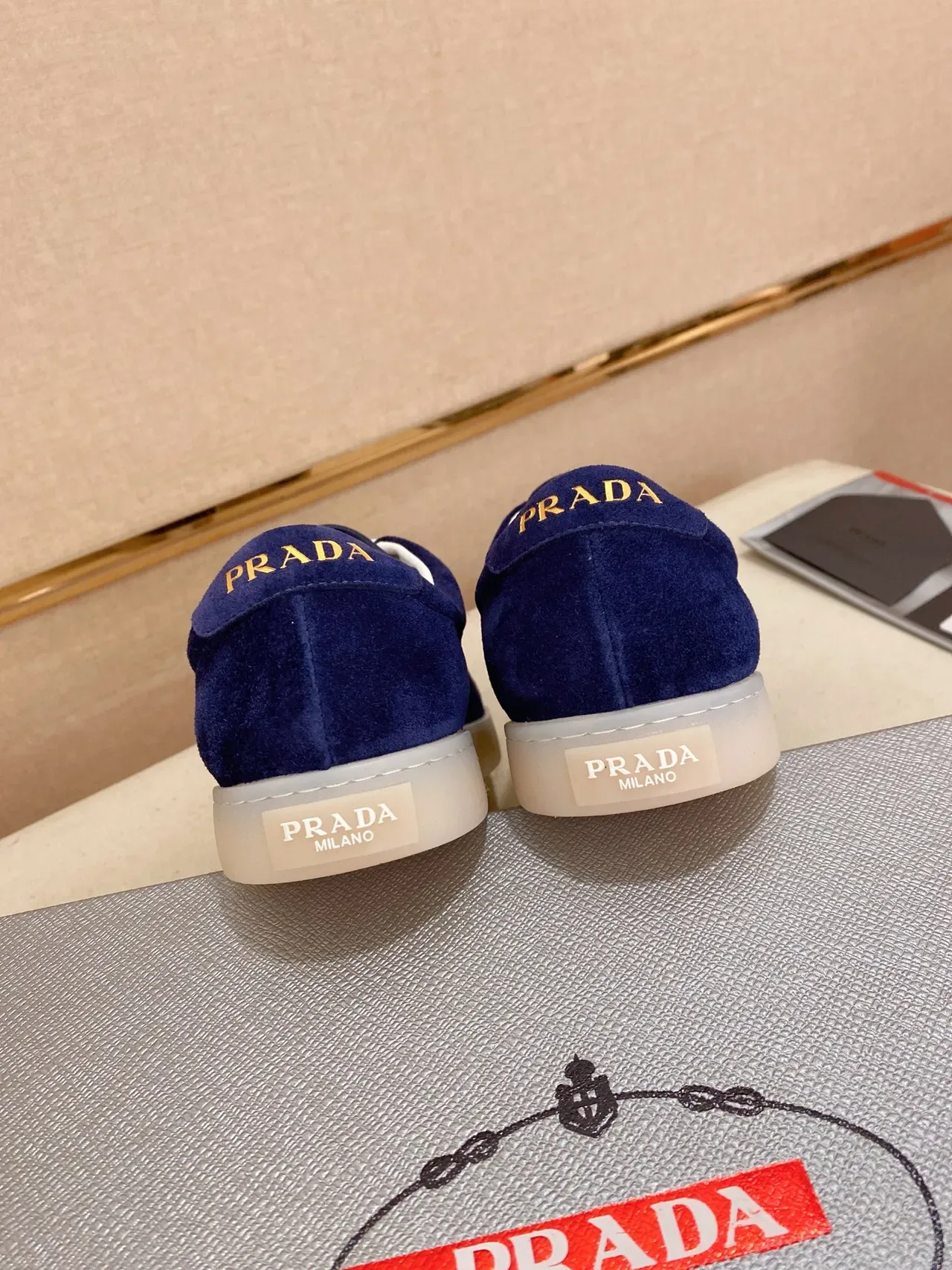 Prada Blue White Suede Upper Laces Lifestyle Sneakers 3