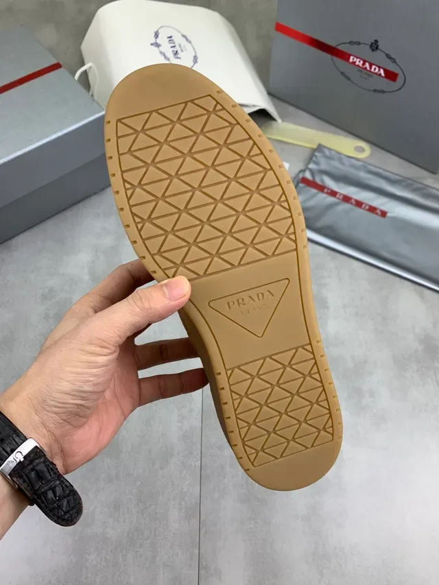 Prada Brown Suede And Textile Panel Construction Minimalist Logo Placement Lifestyle Sneakers 2