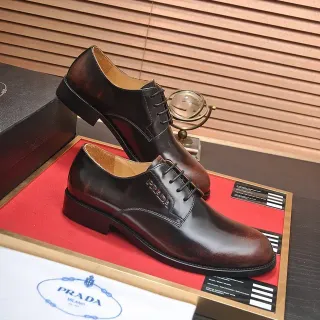 Prada Burnished Brown Cap-Toe Oxford Shoes