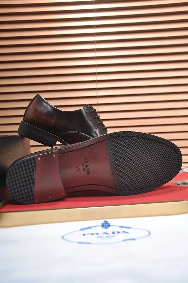 Prada Burnished Brown Cap-Toe Oxford Shoes 3