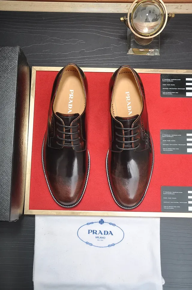Prada Burnished Brown Cap-Toe Oxford Shoes 5