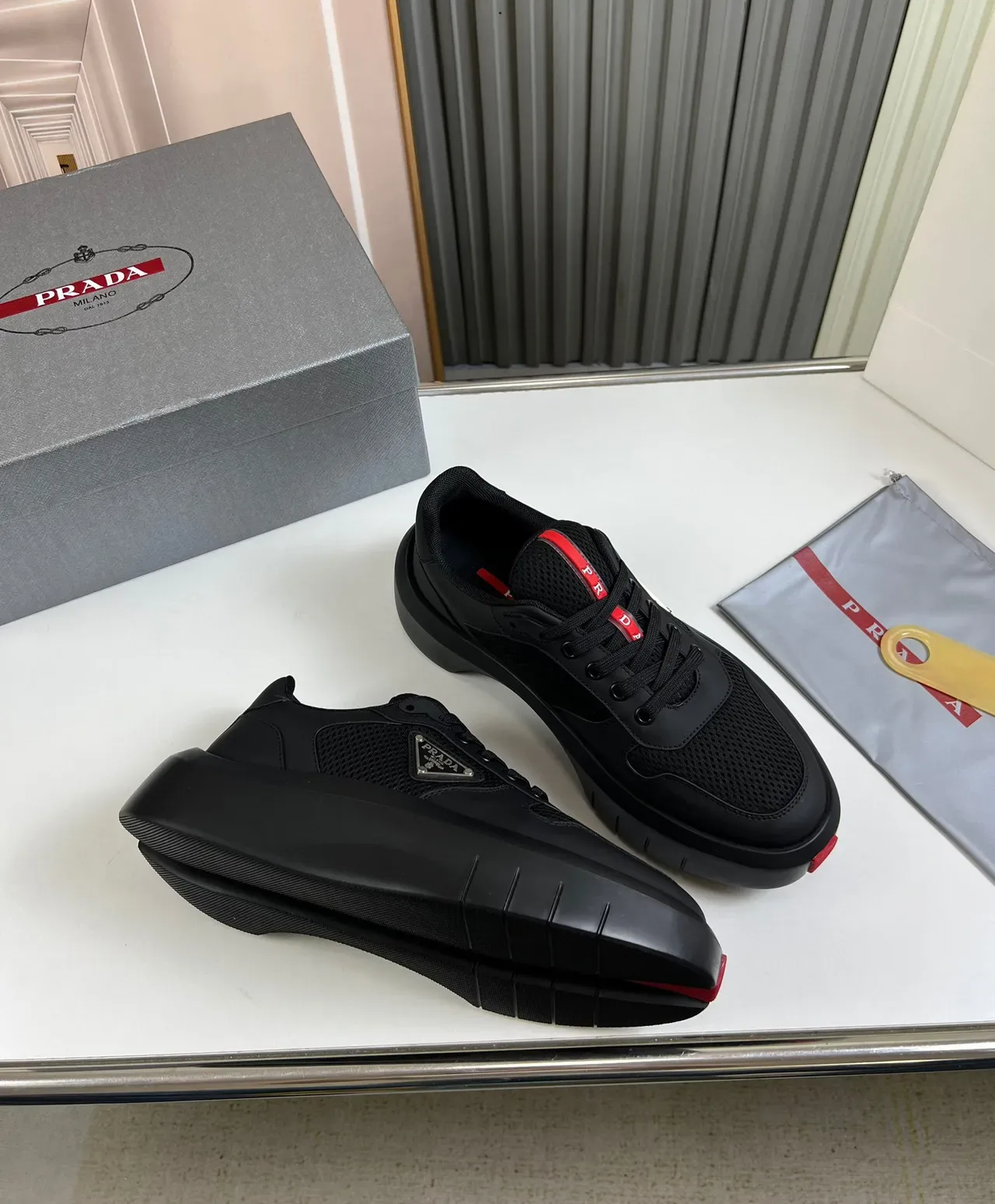 Prada Cloudbust Black and Red Lifestyle Sneakers 5