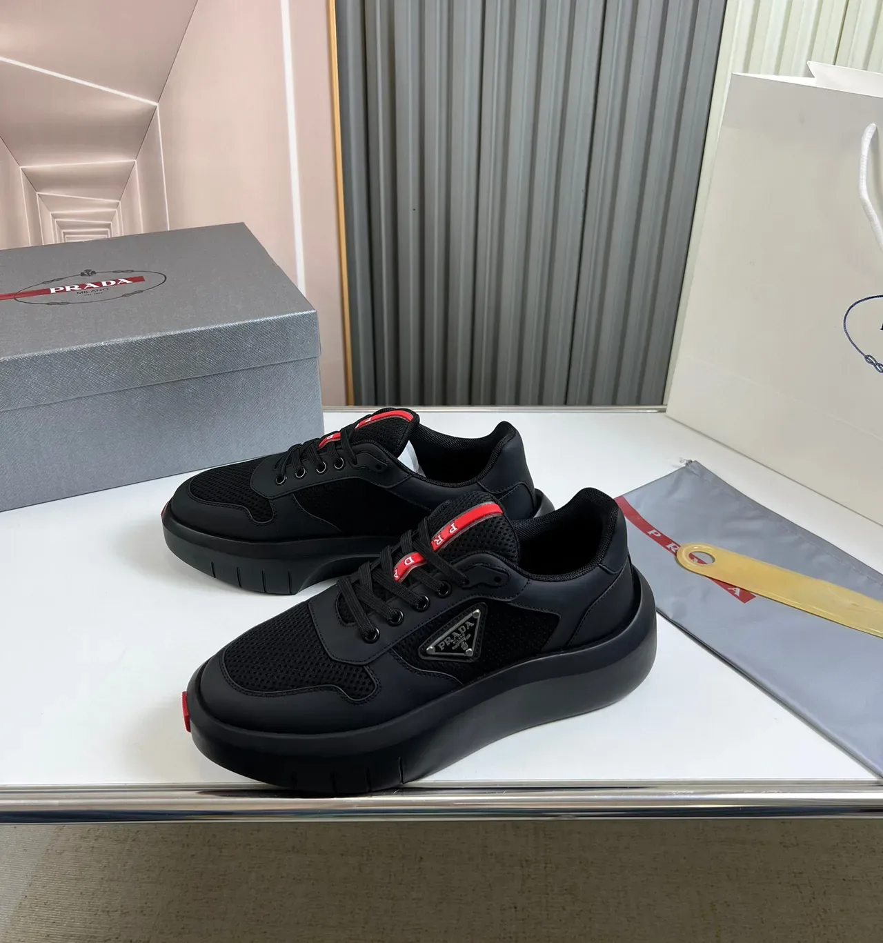 Prada Cloudbust Black and Red Lifestyle Sneakers 7