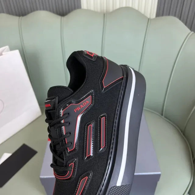Prada Cloudbust Black and Red Platform Lifestyle Sneakers 3