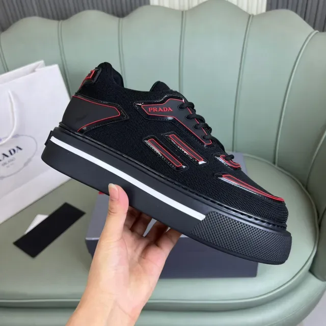 Prada Cloudbust Black and Red Platform Lifestyle Sneakers 5