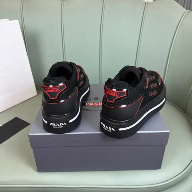 Prada Cloudbust Black and Red Platform Lifestyle Sneakers 6