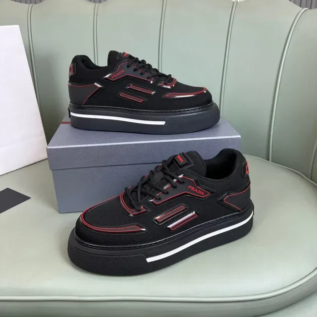 Prada Cloudbust Black and Red Platform Lifestyle Sneakers 7
