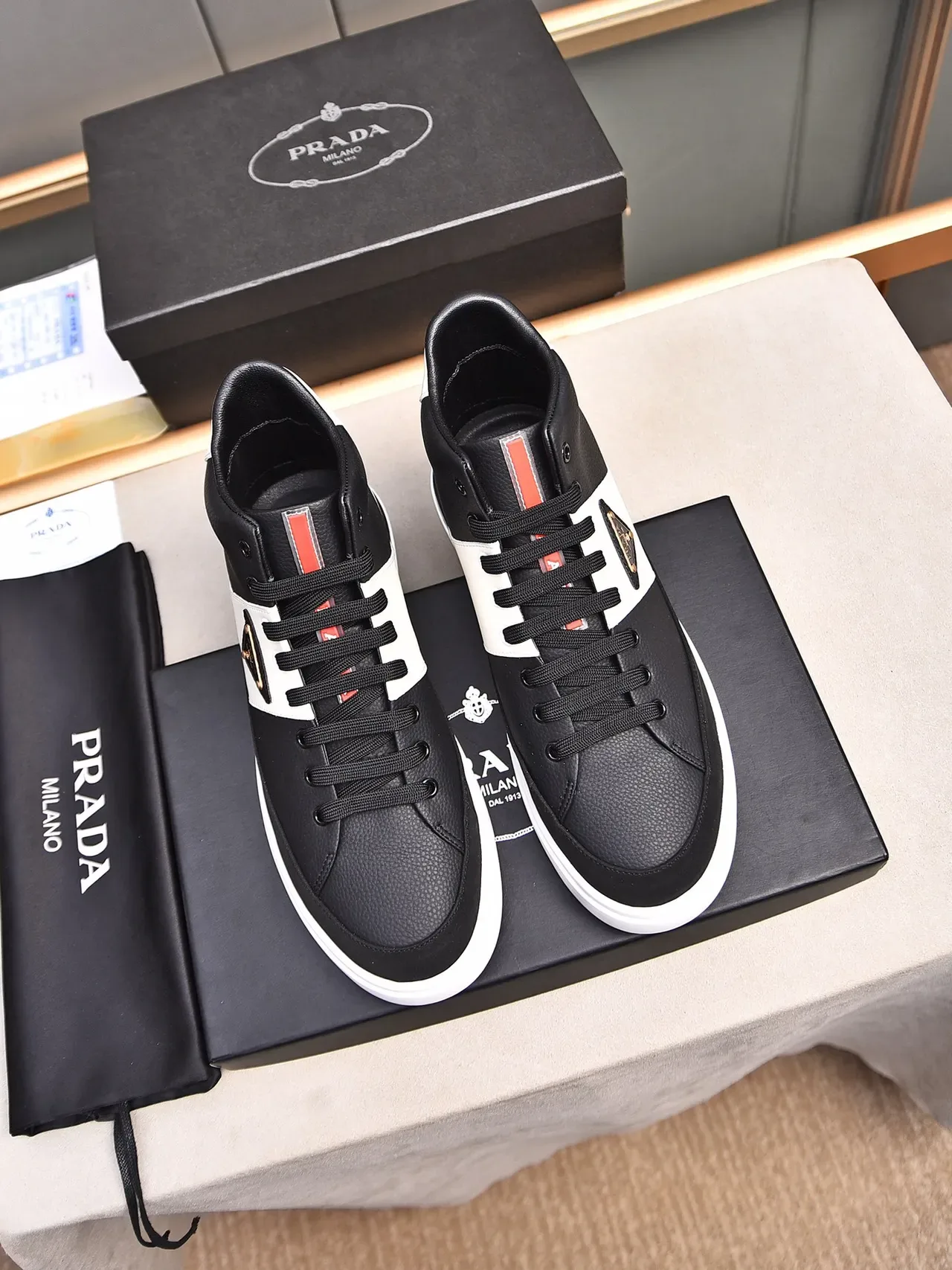 Prada Cloudbust Black and White High-Top Lifestyle Sneakers 4