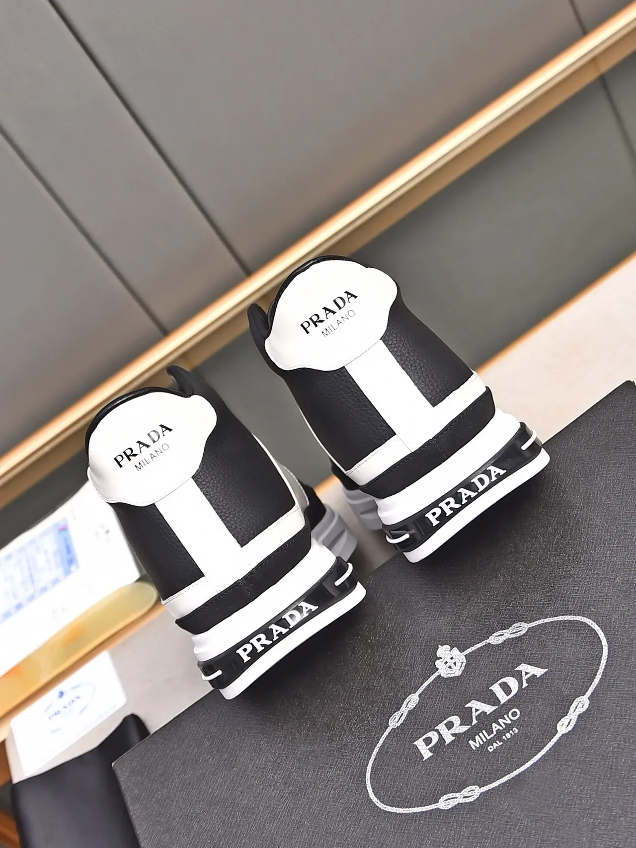 Prada Cloudbust Black and White High-Top Lifestyle Sneakers 2