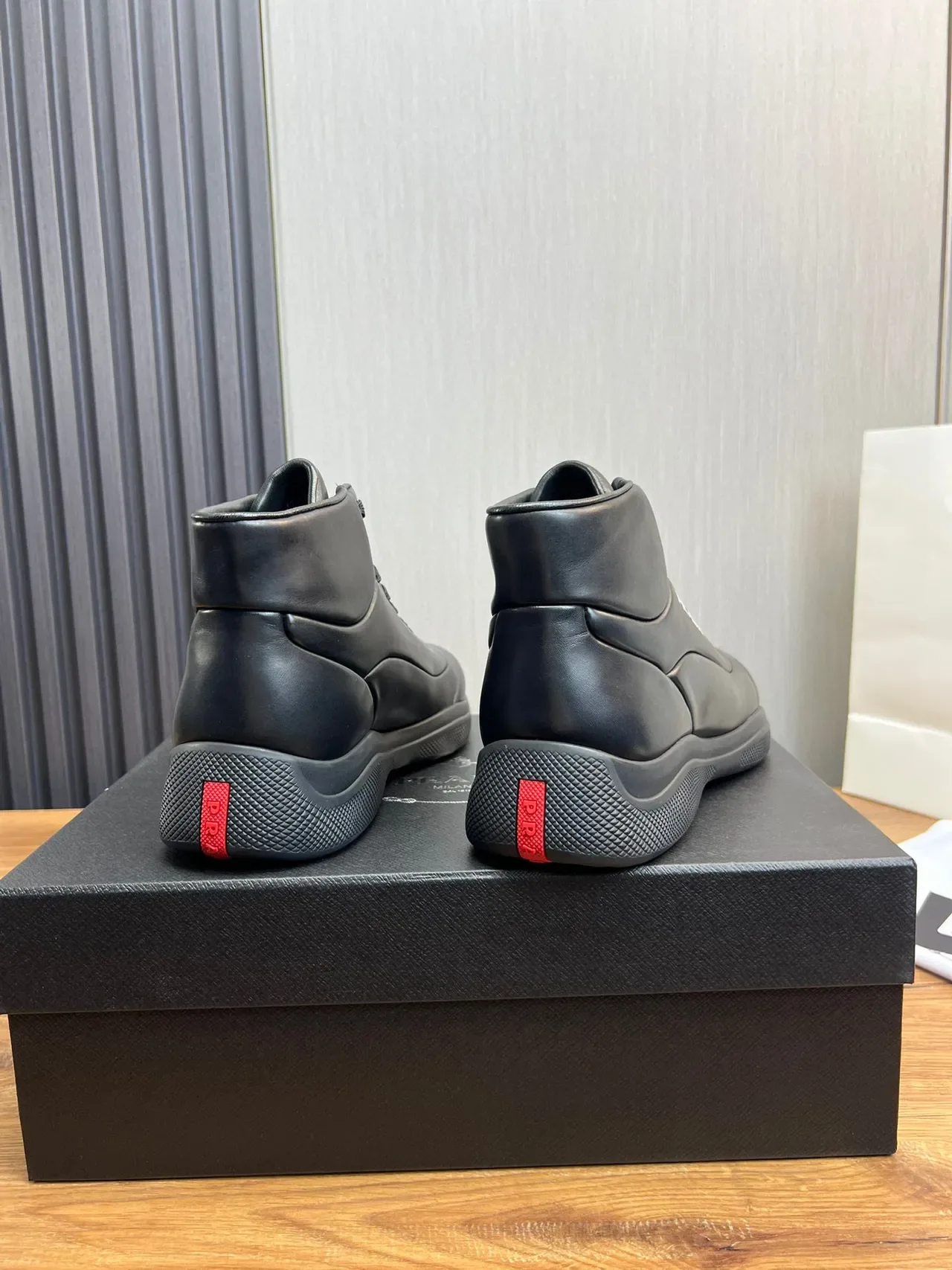 Prada Cloudbust Black Leather High-Top Lifestyle Sneakers 5