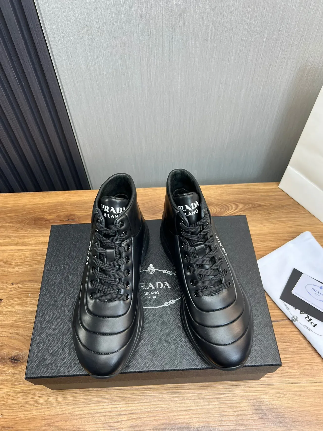 Prada Cloudbust Black Leather High-Top Lifestyle Sneakers 7