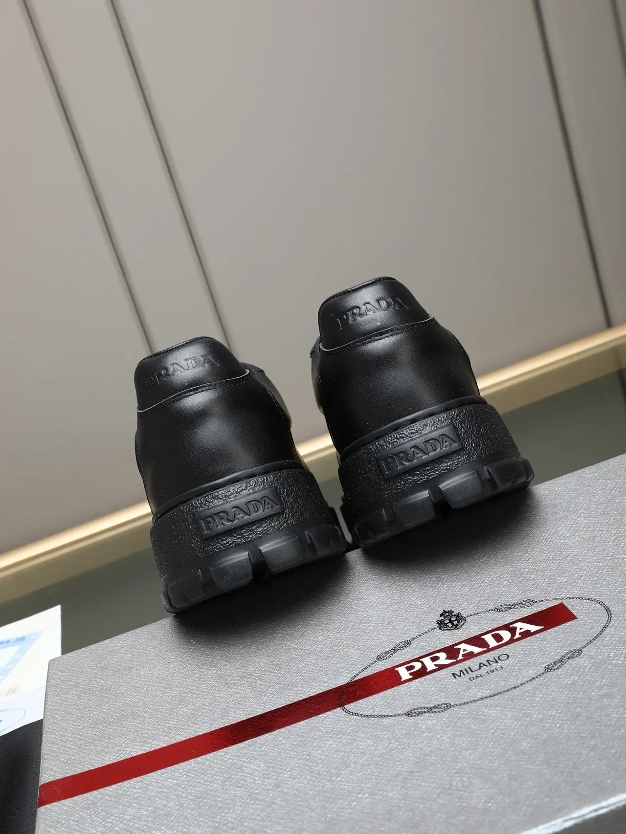 Prada Cloudbust Black Leather Platform Lifestyle Sneakers 4
