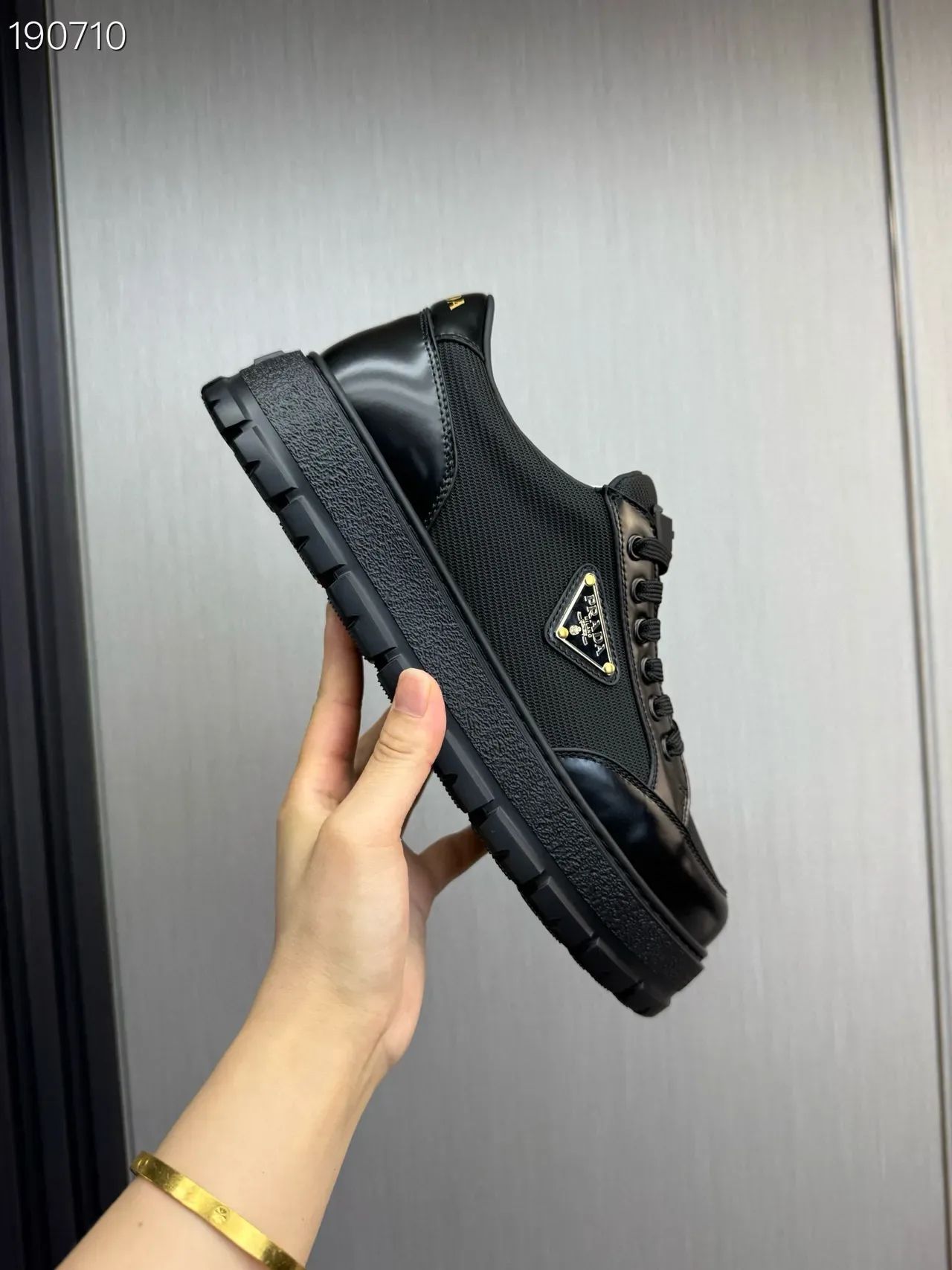 Prada Cloudbust Black Mesh and Patent Leather Lifestyle Sneakers 2