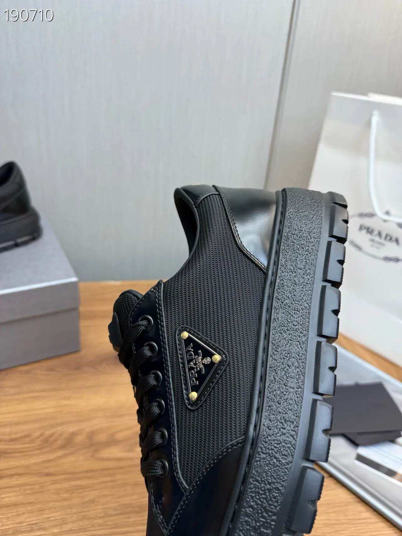 Prada Cloudbust Black Mesh and Patent Leather Lifestyle Sneakers 3