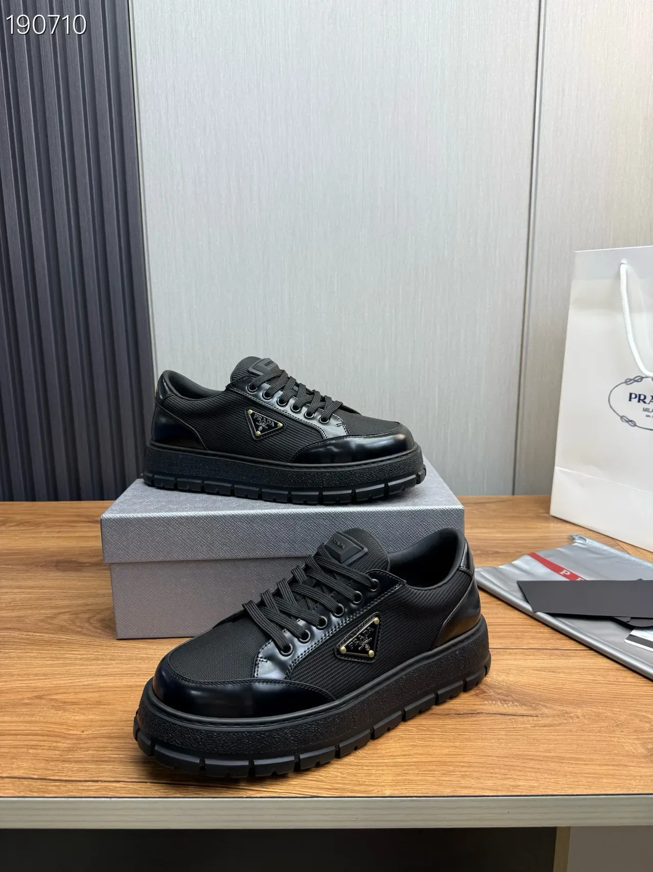 Prada Cloudbust Black Mesh and Patent Leather Lifestyle Sneakers 7