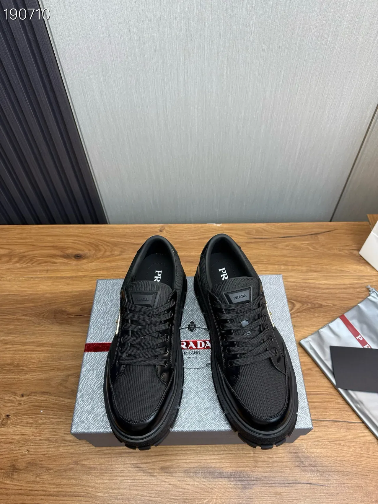 Prada Cloudbust Black Mesh and Patent Leather Lifestyle Sneakers 8