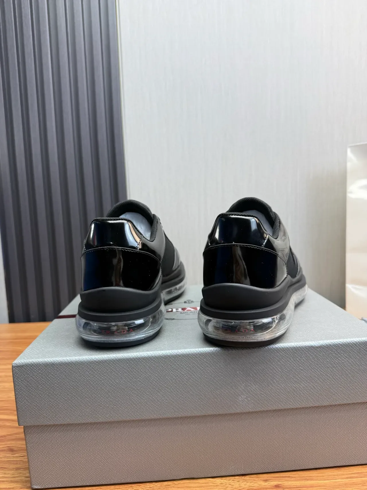 Prada Cloudbust Black Patent and Textile Lifestyle Sneakers 5