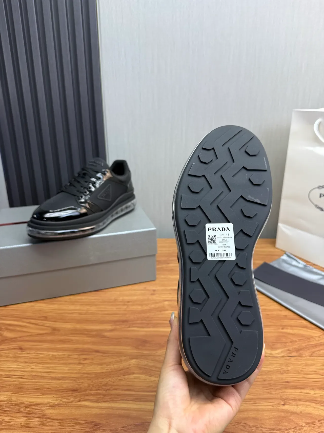 Prada Cloudbust Black Patent and Textile Lifestyle Sneakers 10
