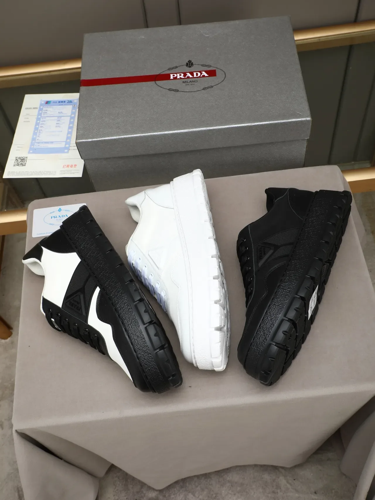 Prada Cloudbust Black Platform Sole Mixed Leather-Nylon Upper Chunky Sneakers 2