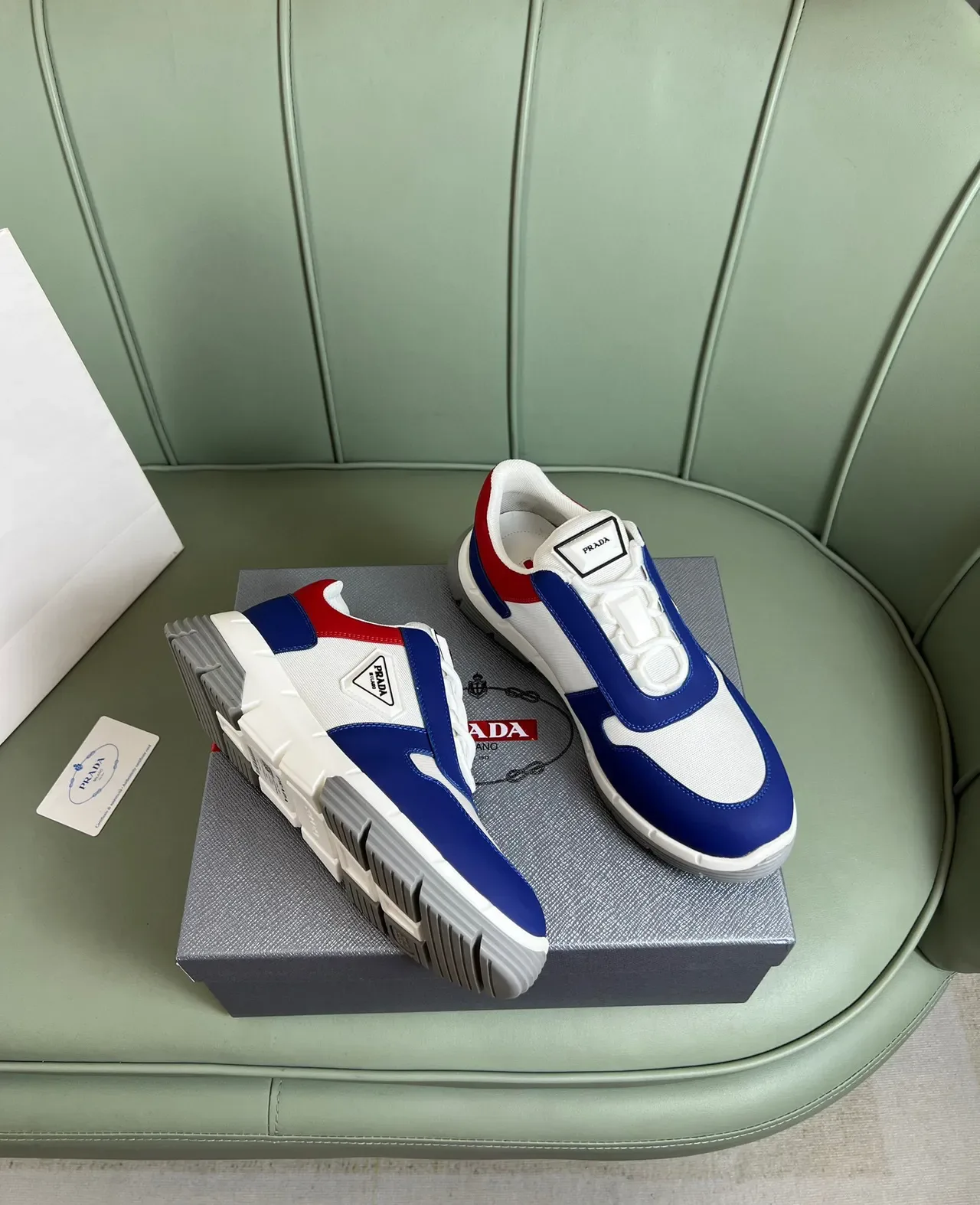 Prada Cloudbust Blue Red Color-Blocked Textile-and-Synthetic Upper Lifestyle Sneakers 5