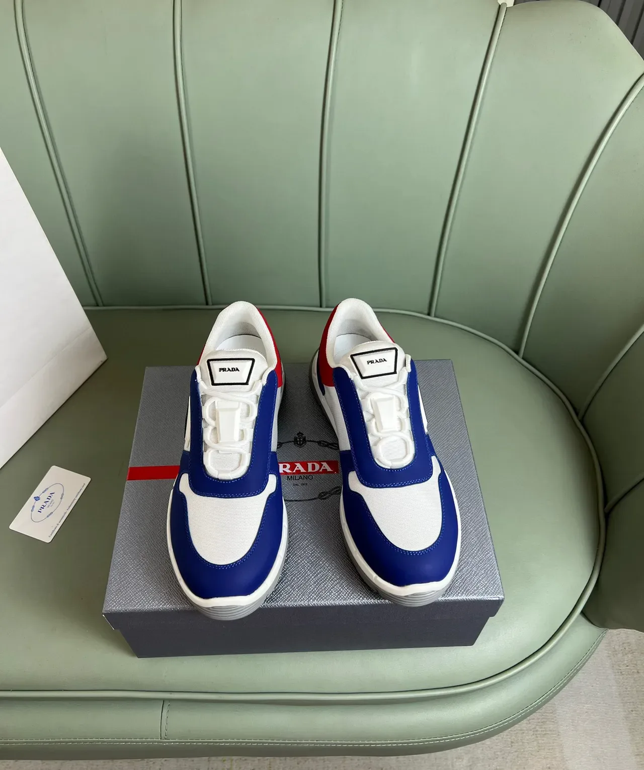 Prada Cloudbust Blue Red Color-Blocked Textile-and-Synthetic Upper Lifestyle Sneakers 9