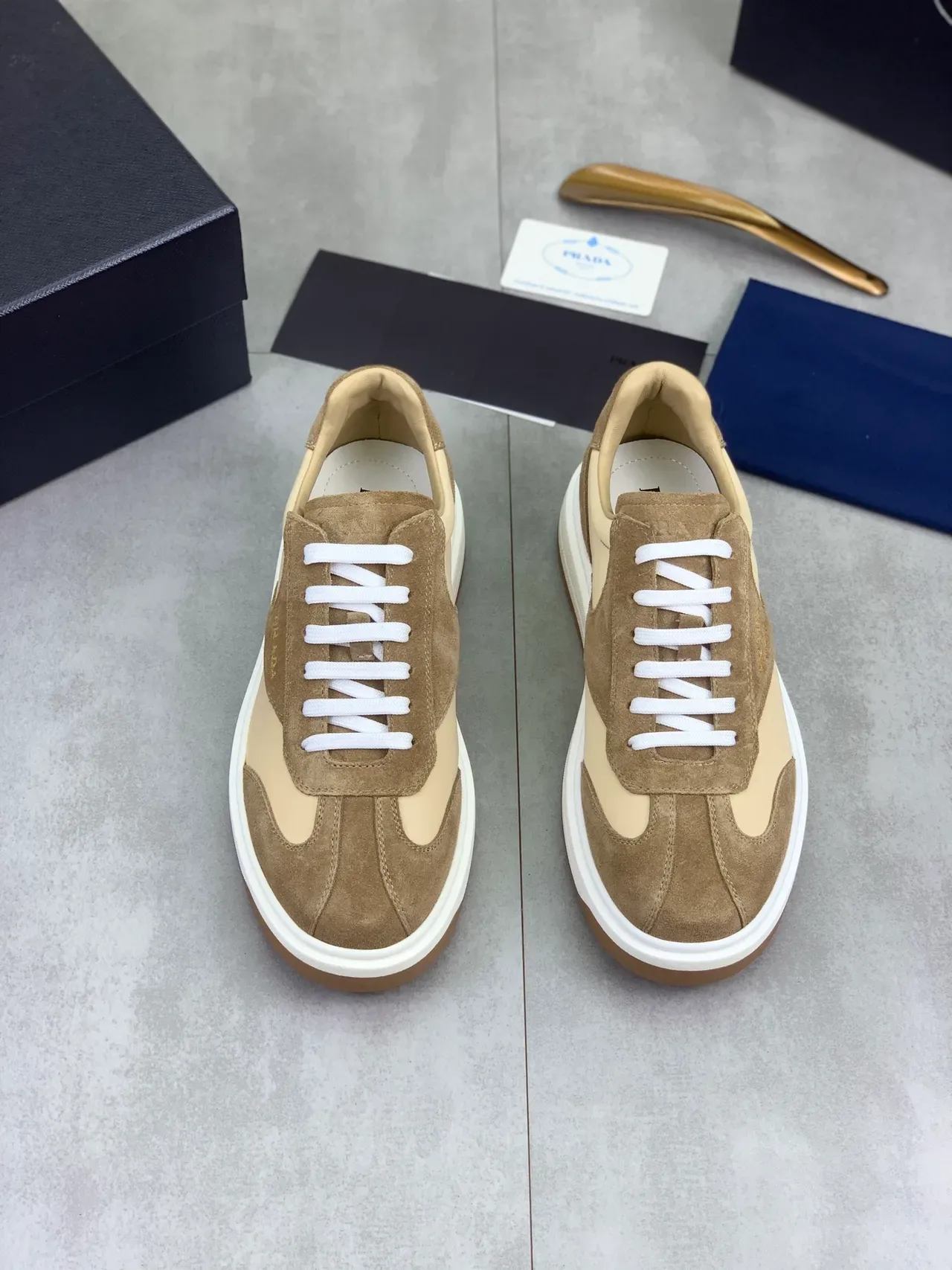Prada Cloudbust Brown and Beige Lifestyle Sneakers 4